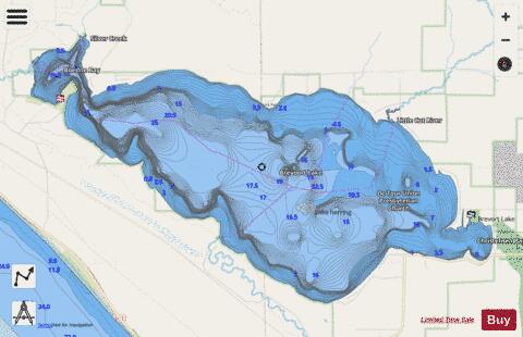 Brevoort Lake depth contour Map - i-Boating App - Streets