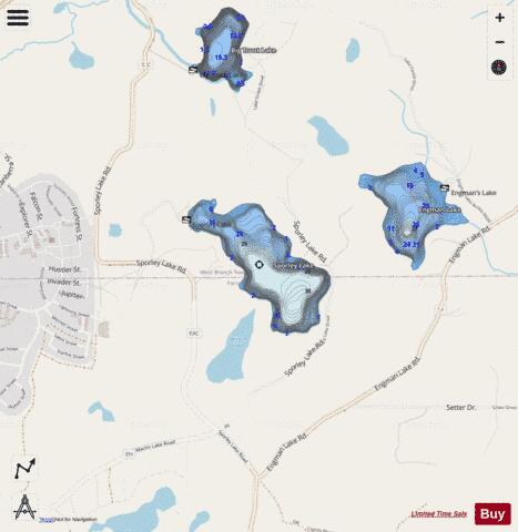Sporley Lake depth contour Map - i-Boating App - Streets