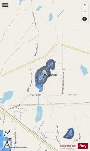 Farmer Lake depth contour Map - i-Boating App - Streets