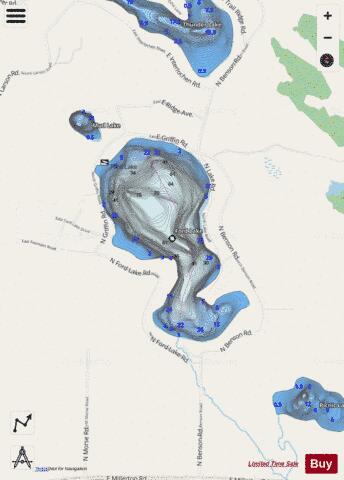 Ford Lake depth contour Map - i-Boating App - Streets