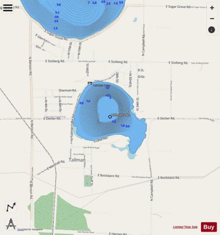 Tallman Lake depth contour Map - i-Boating App - Streets