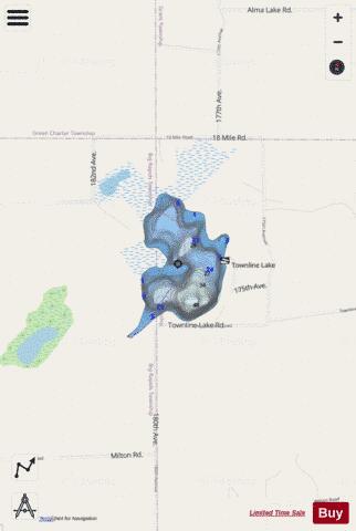 Townline Lake depth contour Map - i-Boating App - Streets