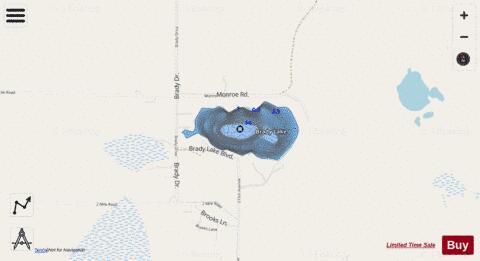 Brady Lake depth contour Map - i-Boating App - Streets