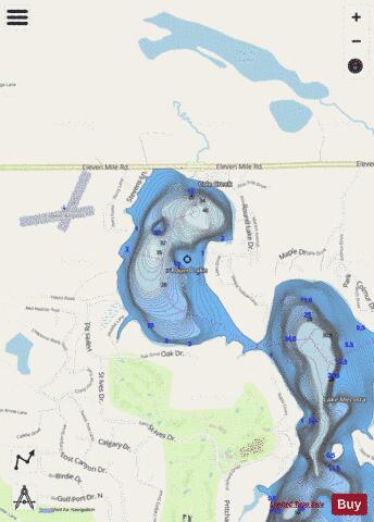Round Lake depth contour Map - i-Boating App - Streets
