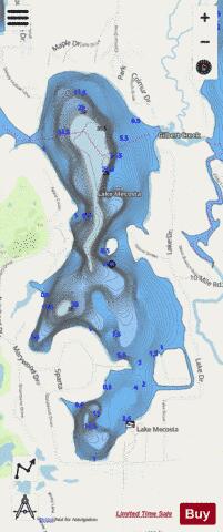 Mecosta, Lake depth contour Map - i-Boating App - Streets