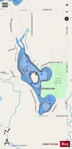 School Section Lake depth contour Map - i-Boating App - Streets