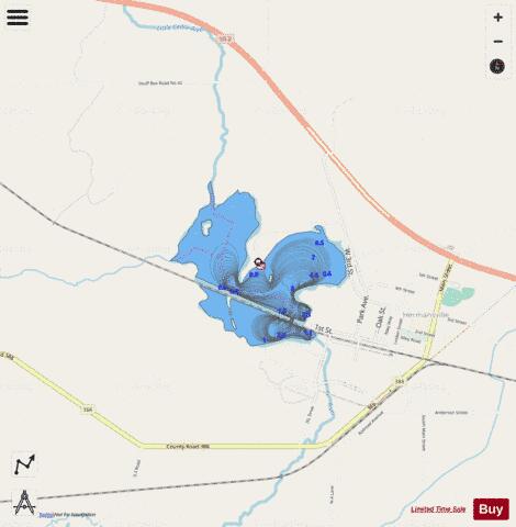 Hermansville Lake depth contour Map - i-Boating App - Streets