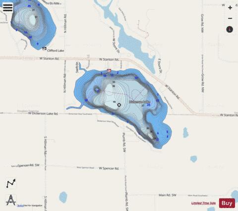 Dickerson Lake depth contour Map - i-Boating App - Streets