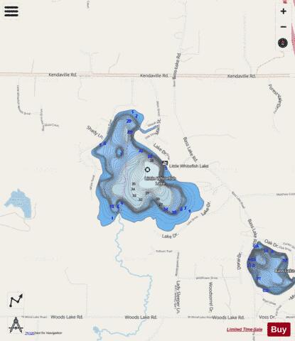 Little Whitefish Lake depth contour Map - i-Boating App - Streets