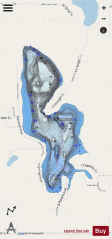 Ryerson Lake depth contour Map - i-Boating App - Streets