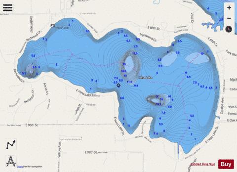 Hess Lake depth contour Map - i-Boating App - Streets