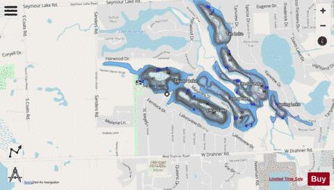 Clear/Squaw Lake depth contour Map - i-Boating App - Streets