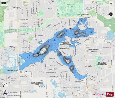 Wolverine Lake depth contour Map - i-Boating App - Streets