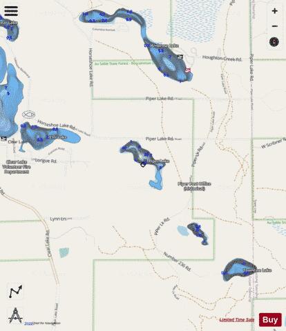 Piper Lake depth contour Map - i-Boating App - Streets