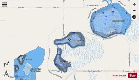 Hewey Lake depth contour Map - i-Boating App - Streets