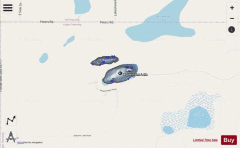 Big Williams Lake depth contour Map - i-Boating App - Streets
