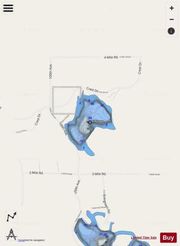Tiff Lake depth contour Map - i-Boating App - Streets