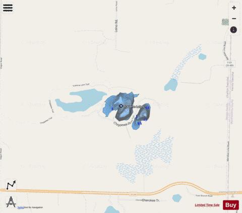 Traverse Lake, Middle depth contour Map - i-Boating App - Streets