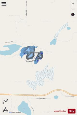 Traverse Lake, East depth contour Map - i-Boating App - Streets