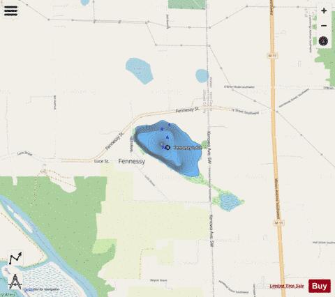 Fennessy Lake depth contour Map - i-Boating App - Streets