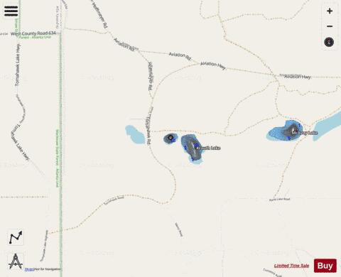 Krauth Lake depth contour Map - i-Boating App - Streets