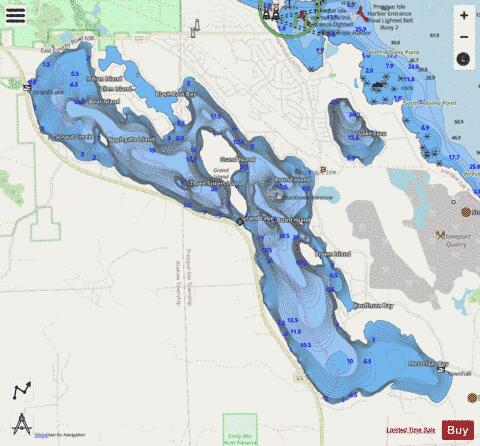 Grand Lake depth contour Map - i-Boating App - Streets