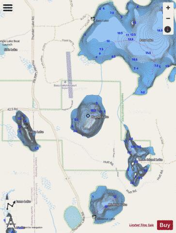 Hughes Lake depth contour Map - i-Boating App - Streets