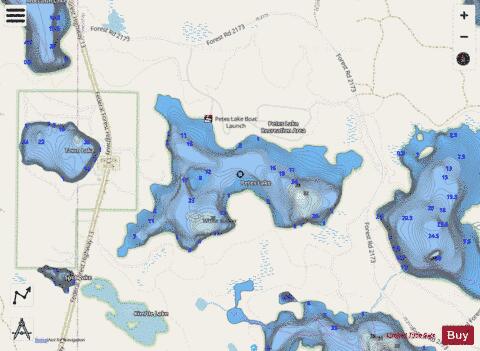 Petes Lake depth contour Map - i-Boating App - Streets