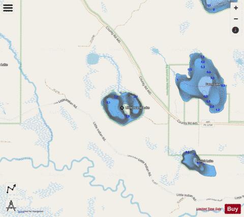Little Island Lake depth contour Map - i-Boating App - Streets