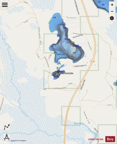 Little Boot Lake depth contour Map - i-Boating App - Streets