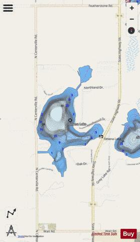 Omena Lake depth contour Map - i-Boating App - Streets