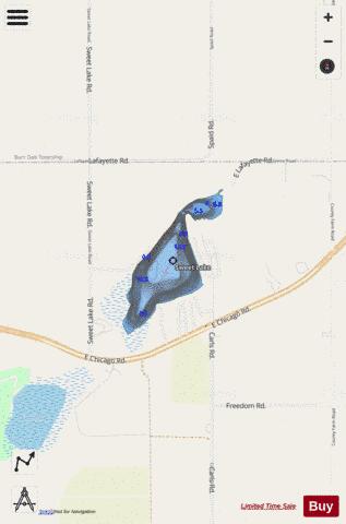 Sweet Lake depth contour Map - i-Boating App - Streets