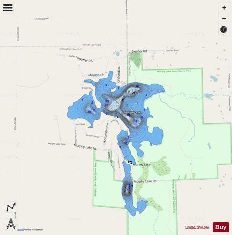 Murphy Lake depth contour Map - i-Boating App - Streets