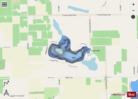 Huzzy Lake depth contour Map - i-Boating App - Streets