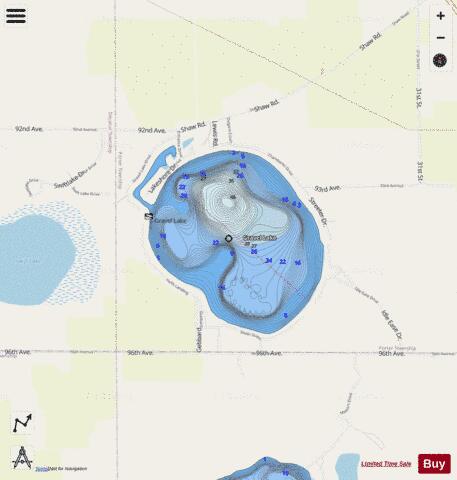 Gravel Lake depth contour Map - i-Boating App - Streets