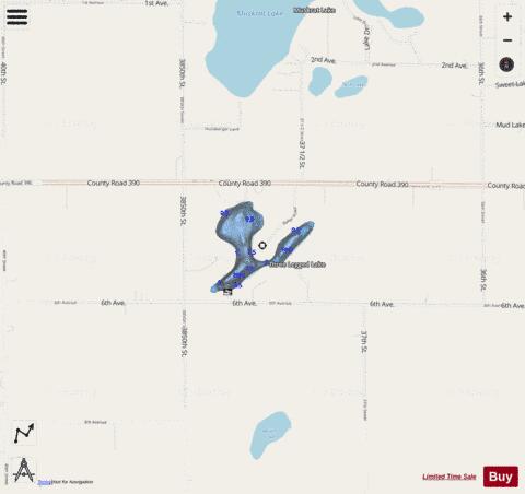 Three Legged Lake depth contour Map - i-Boating App - Streets