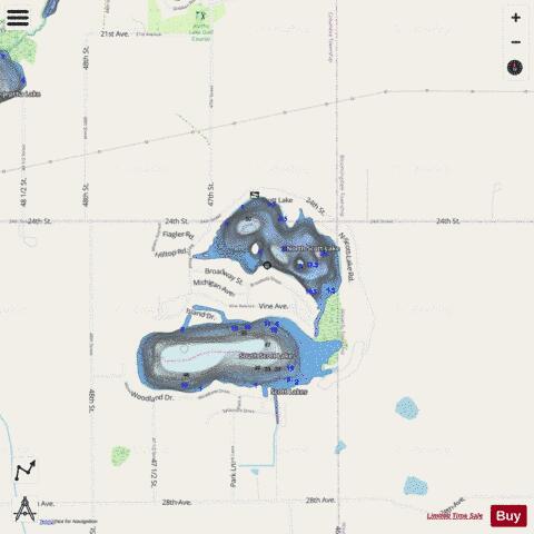 North Scott Lake depth contour Map - i-Boating App - Streets