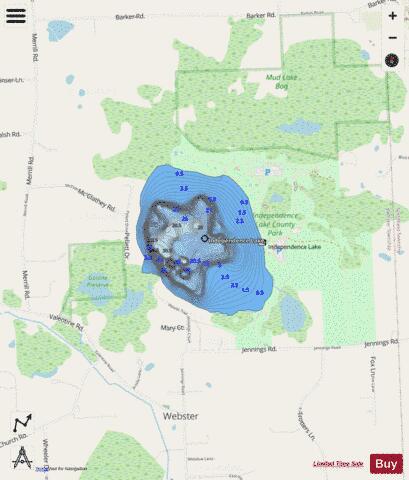 Independence Lake depth contour Map - i-Boating App - Streets