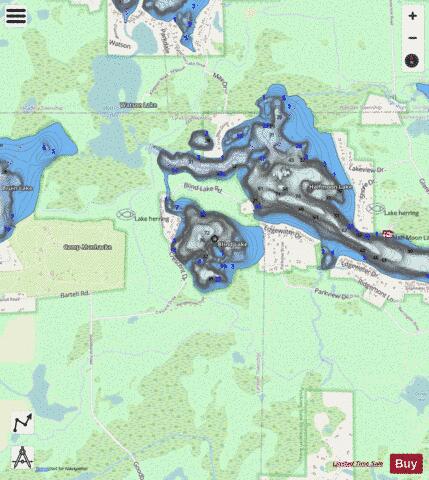 Blind Lake depth contour Map - i-Boating App - Streets
