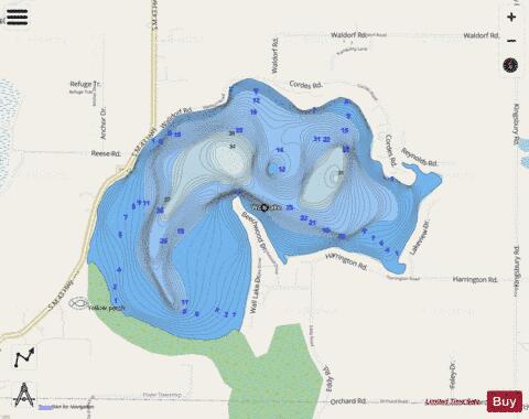 Wall Lake depth contour Map - i-Boating App - Streets