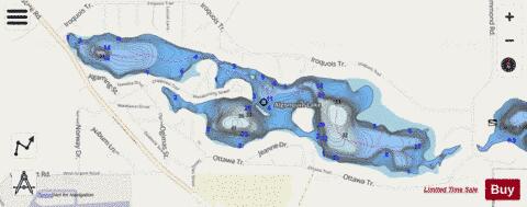 Algonquin Lake depth contour Map - i-Boating App - Streets