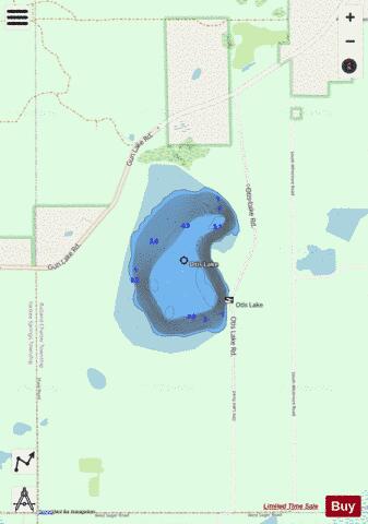 Otis Lake depth contour Map - i-Boating App - Streets