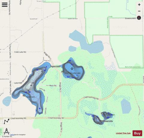 Chief Noonday Lake depth contour Map - i-Boating App - Streets
