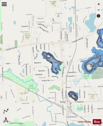 Bevins Lake depth contour Map - i-Boating App - Streets