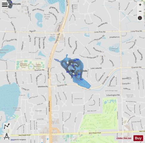 Gilbert Lake depth contour Map - i-Boating App - Streets