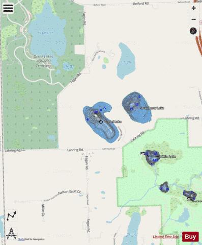 Gravel Lake depth contour Map - i-Boating App - Streets