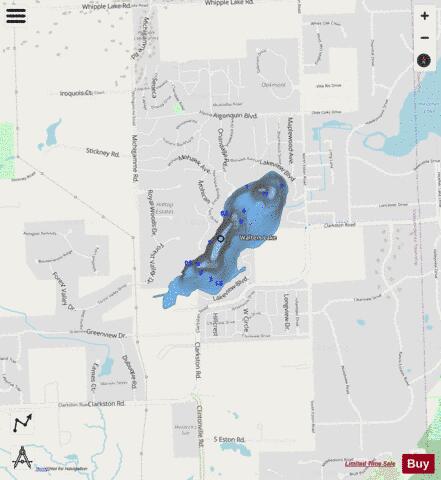 Walters Lake depth contour Map - i-Boating App - Streets