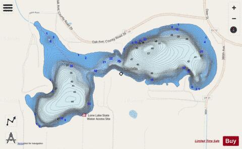 Lone depth contour Map - i-Boating App - Streets