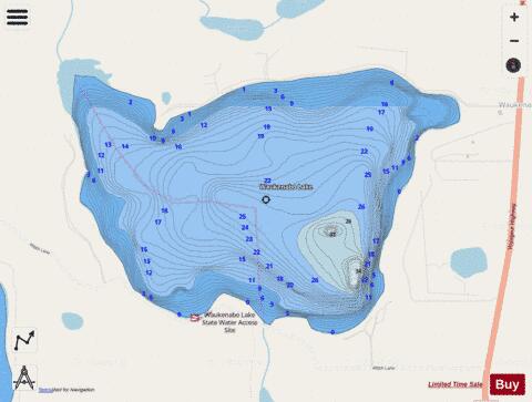 Waukenabo depth contour Map - i-Boating App - Streets