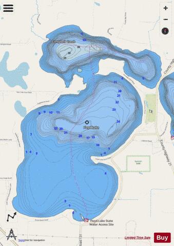 Floyd depth contour Map - i-Boating App - Streets